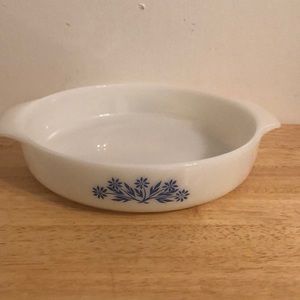 Vintage Anchor Hocking Fire King 9 Inch Baking Dish #429 Blue Floral